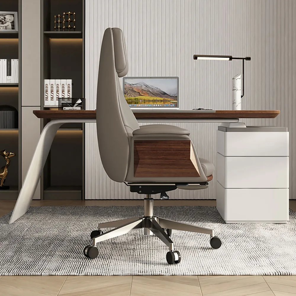 Reclining Leather Office Desk Chair High Back Adjustable Swivel — image 23