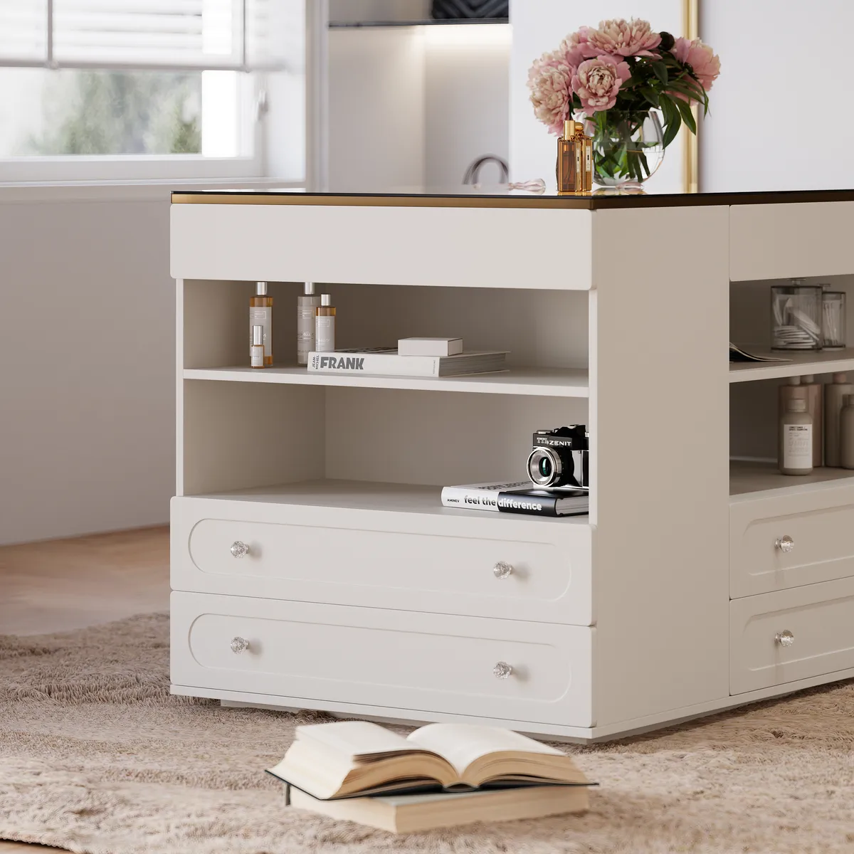 Modern Dresser Width of 47" with Jewelry Storage Walk in Closet Island with LED Light — image 5