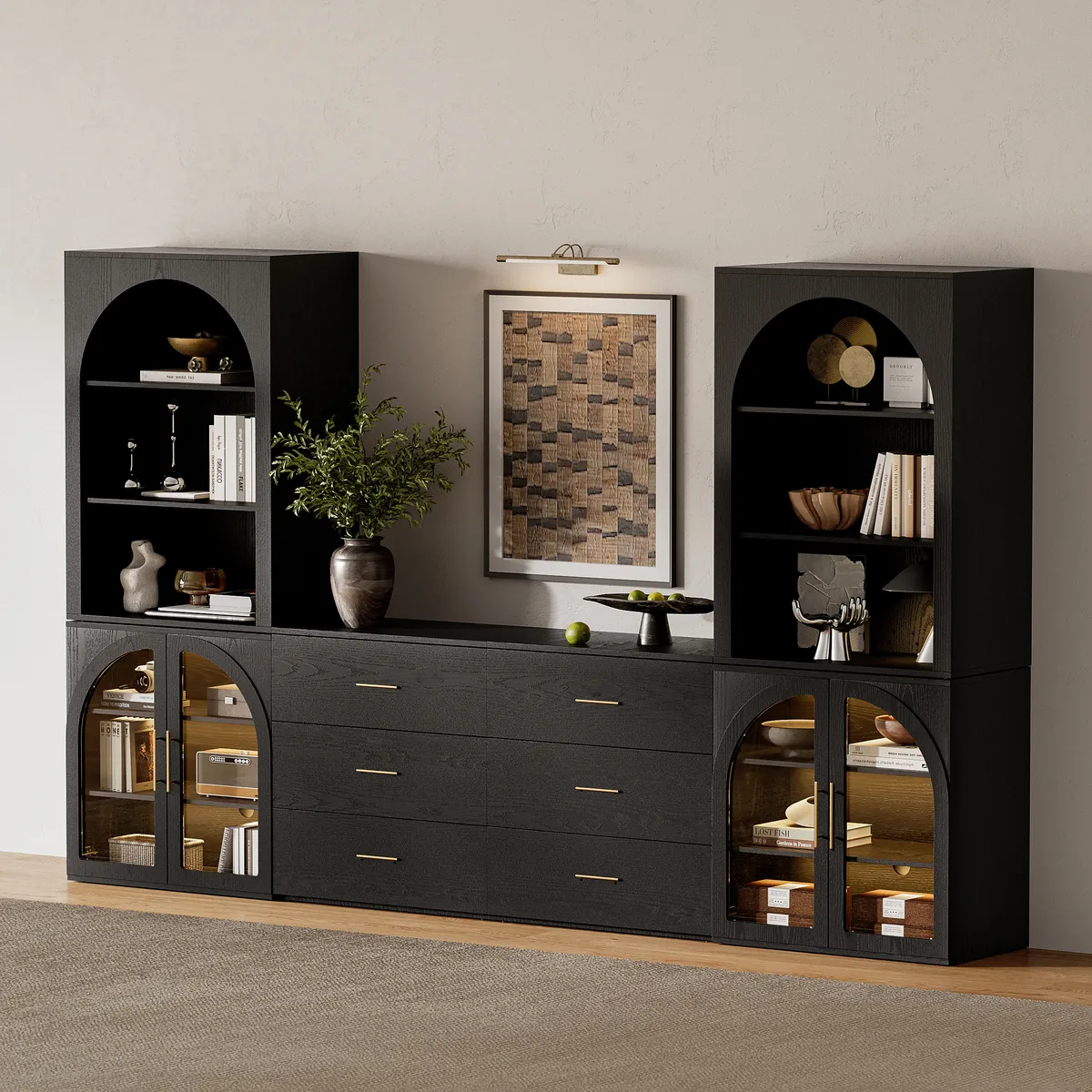 Arune 63" TV Stand with 6 Drawers Storage Chests — image 2
