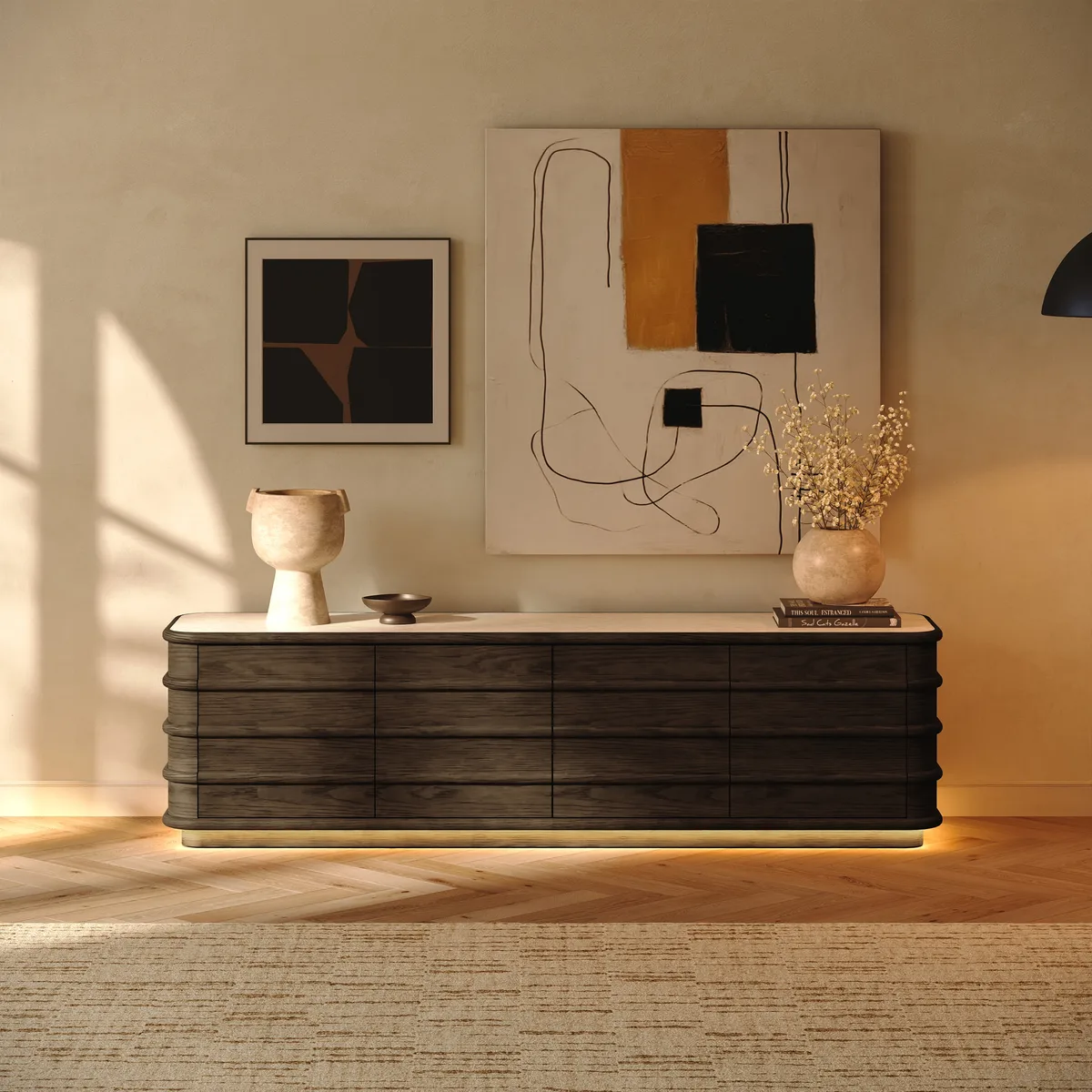80" Ash Wood TV Stand with Sintered Stone Top — image 24