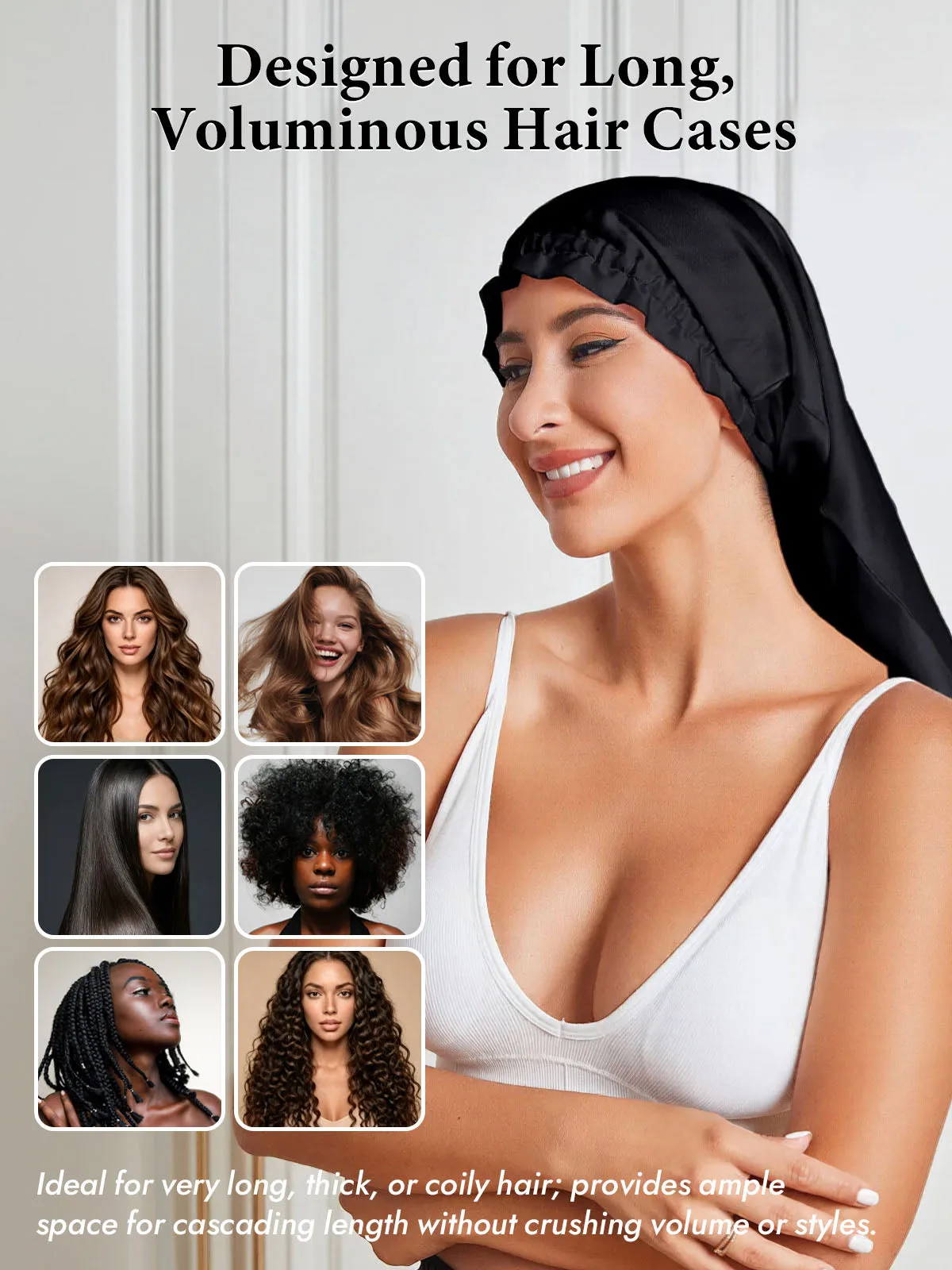 Elegant 100% Mulberry Silk Bonnet for Long Hair — image 5