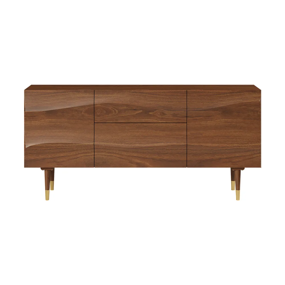 Lake 71" Walnut Sideboard Credenza with Storage Buffet Kitchen Cabinet Wavy Mid-Century — image 7