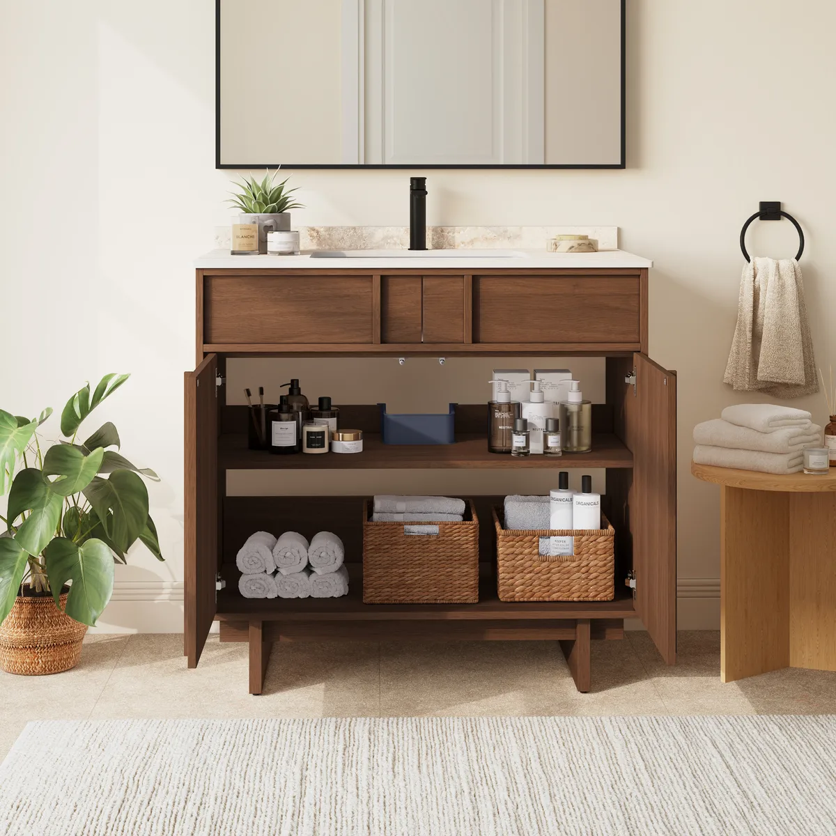 Panvyr 36" Mid-Century Bathroom Vanity with Sink & Sintered Stone Top Modern — image 3