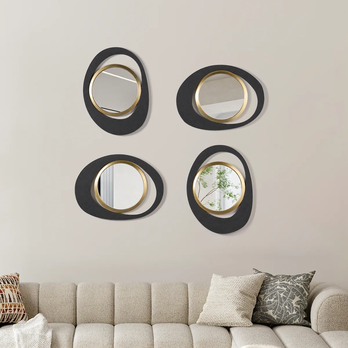 Abstract Wall Mirror, Matte Black and Gold, Horizontal or Vertical — image 11