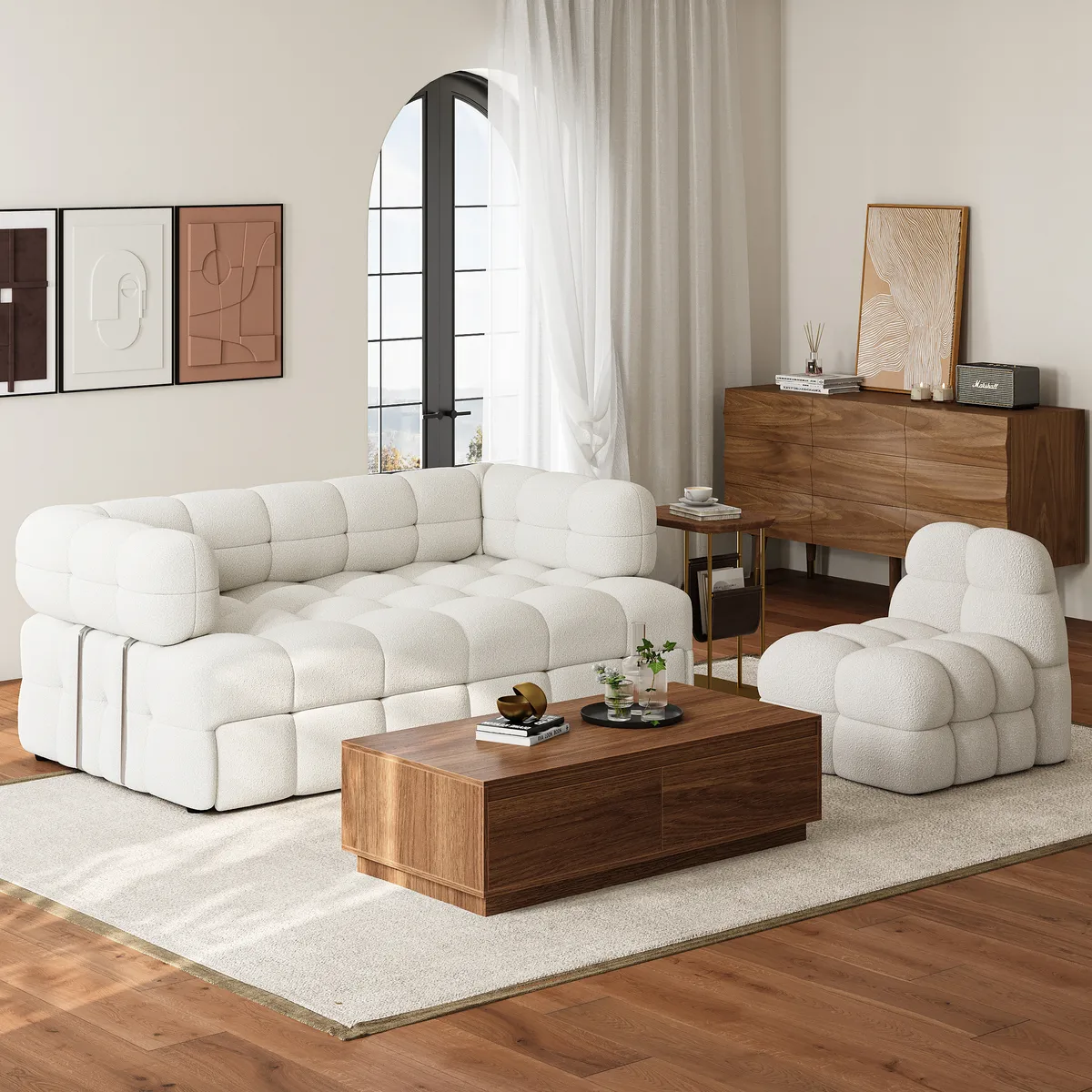 76" Queen Boucle Pull-out Sofa — image 14