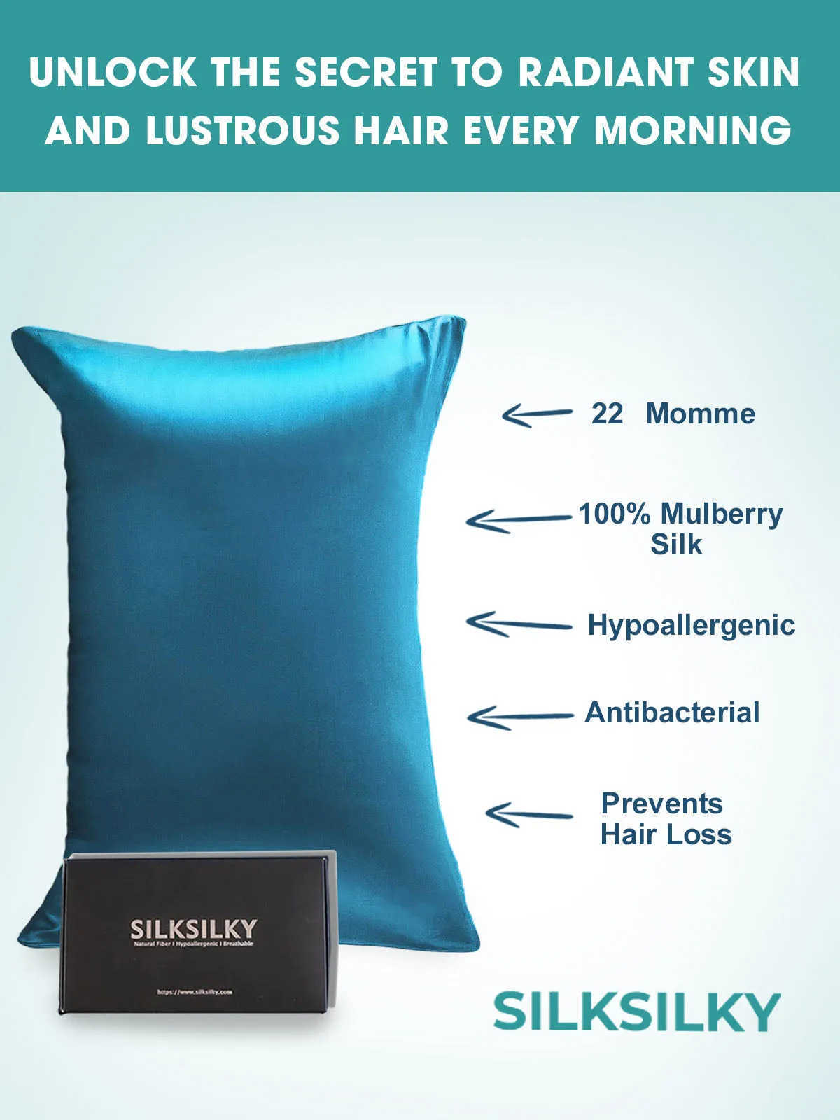 22Momme 100% Mulberry Silk Pillowcase - Hidden Zipper — image 3