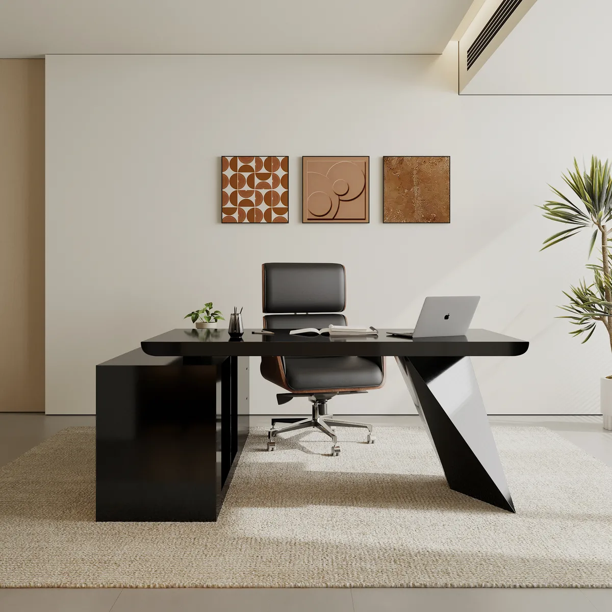 Modern White L-Shape Executive Left Hand Desk & Office Chair Set (70.9'') — image 24