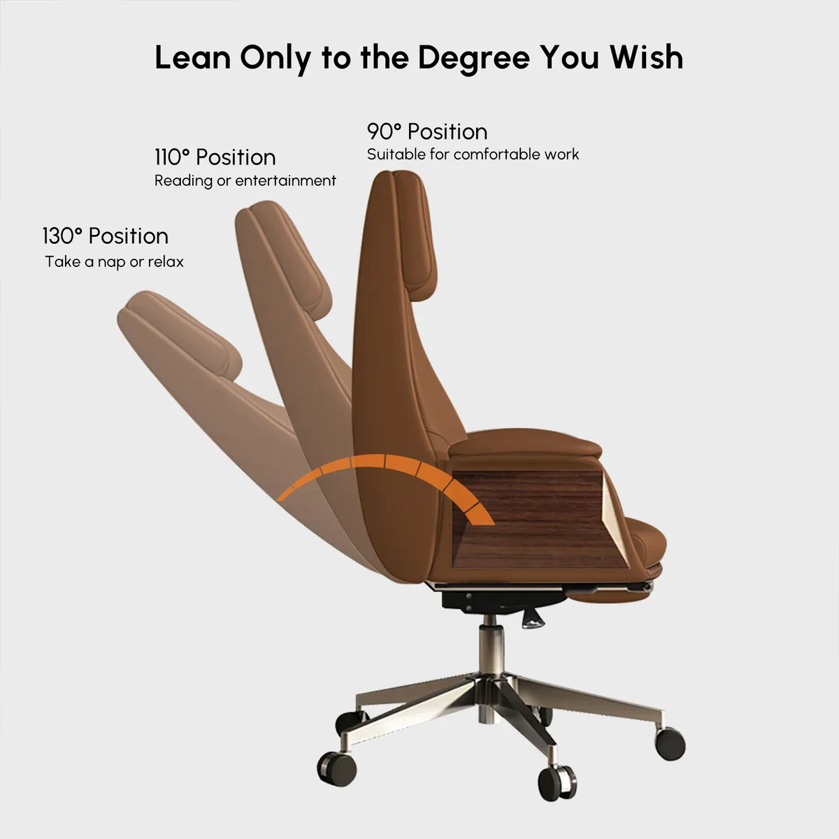 Reclining Leather Office Desk Chair High Back Adjustable Swivel — image 8