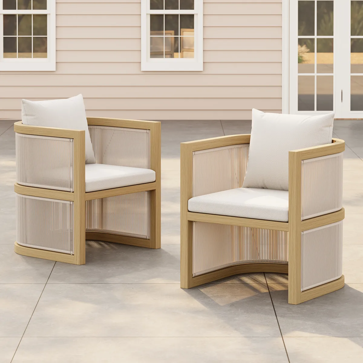 Wevara 2 Pieces Modern Aluminum & Ropes Outdoor chairs — image 21