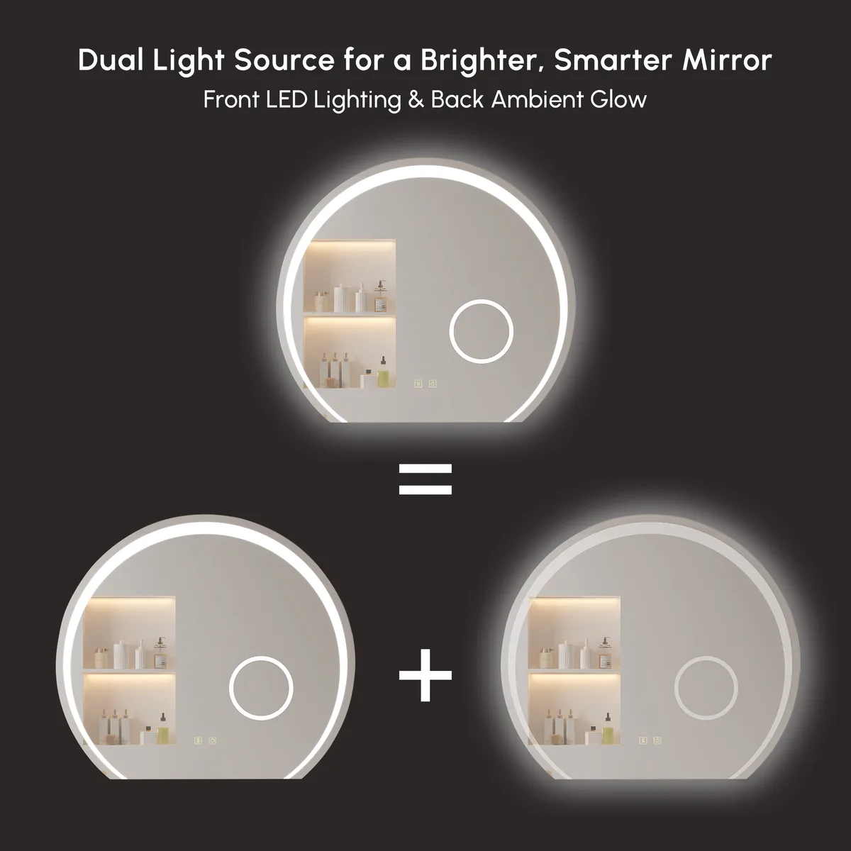 28" Wide LED Bathroom Mirror Dimmable with 3X Magnifier & Anti-Fog — image 6