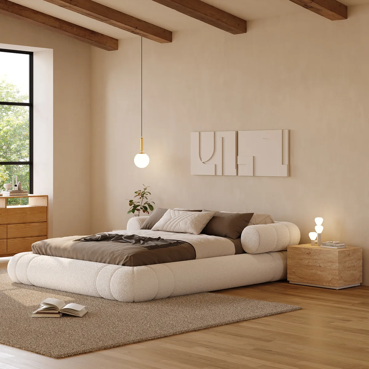 King Size Boucle Upholstered Cloud Floor Bed Frame — image 4