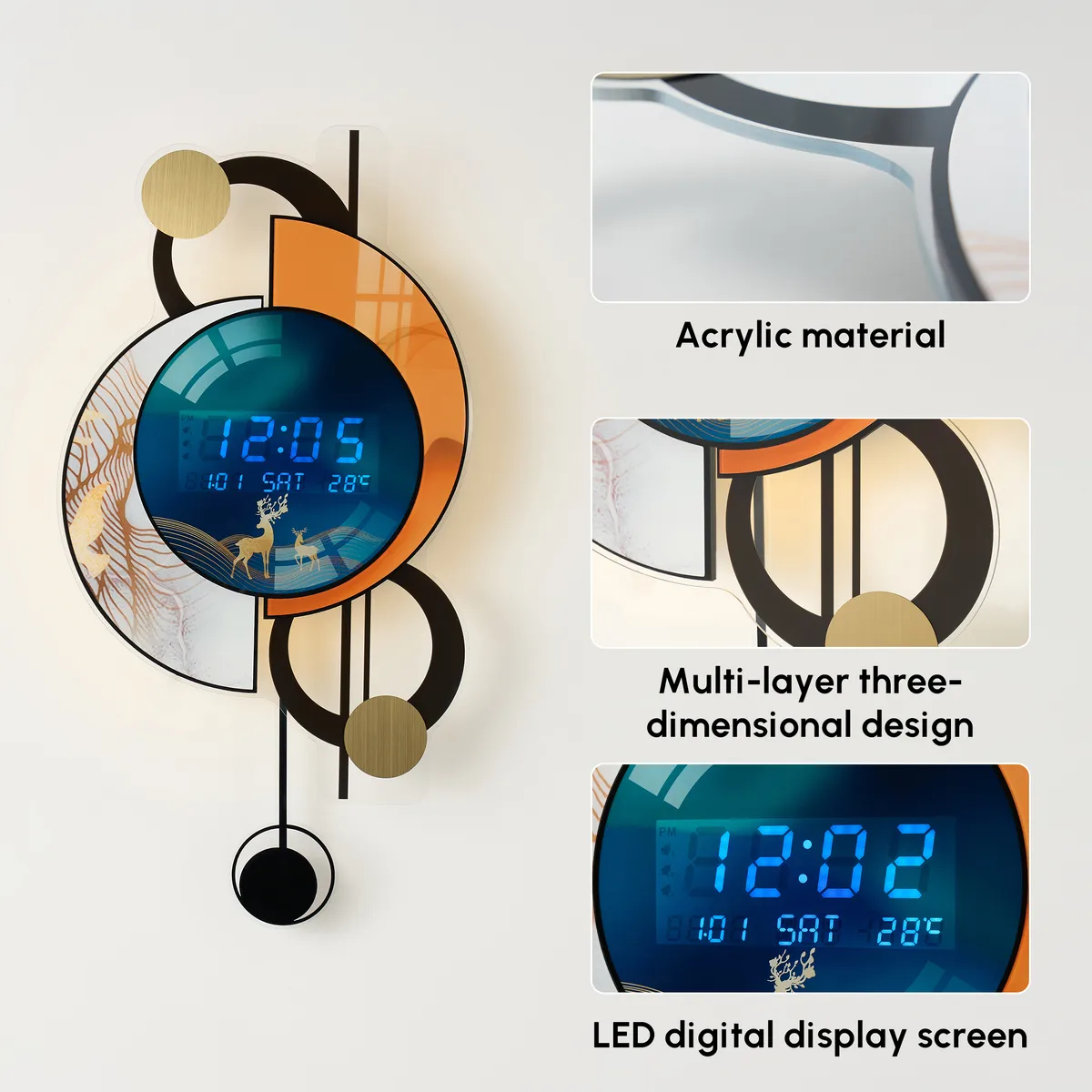 26" LED Silent Wall Clock with Voice-Activated & Dual Power Supply — image 7