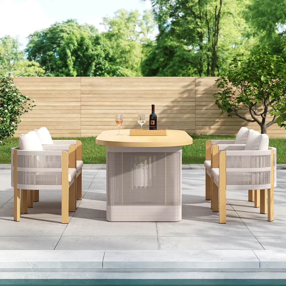 Costra 9-Piece Outdoor Rope & Aluminum Extendable Dining Set with 8 Chairs — image 13