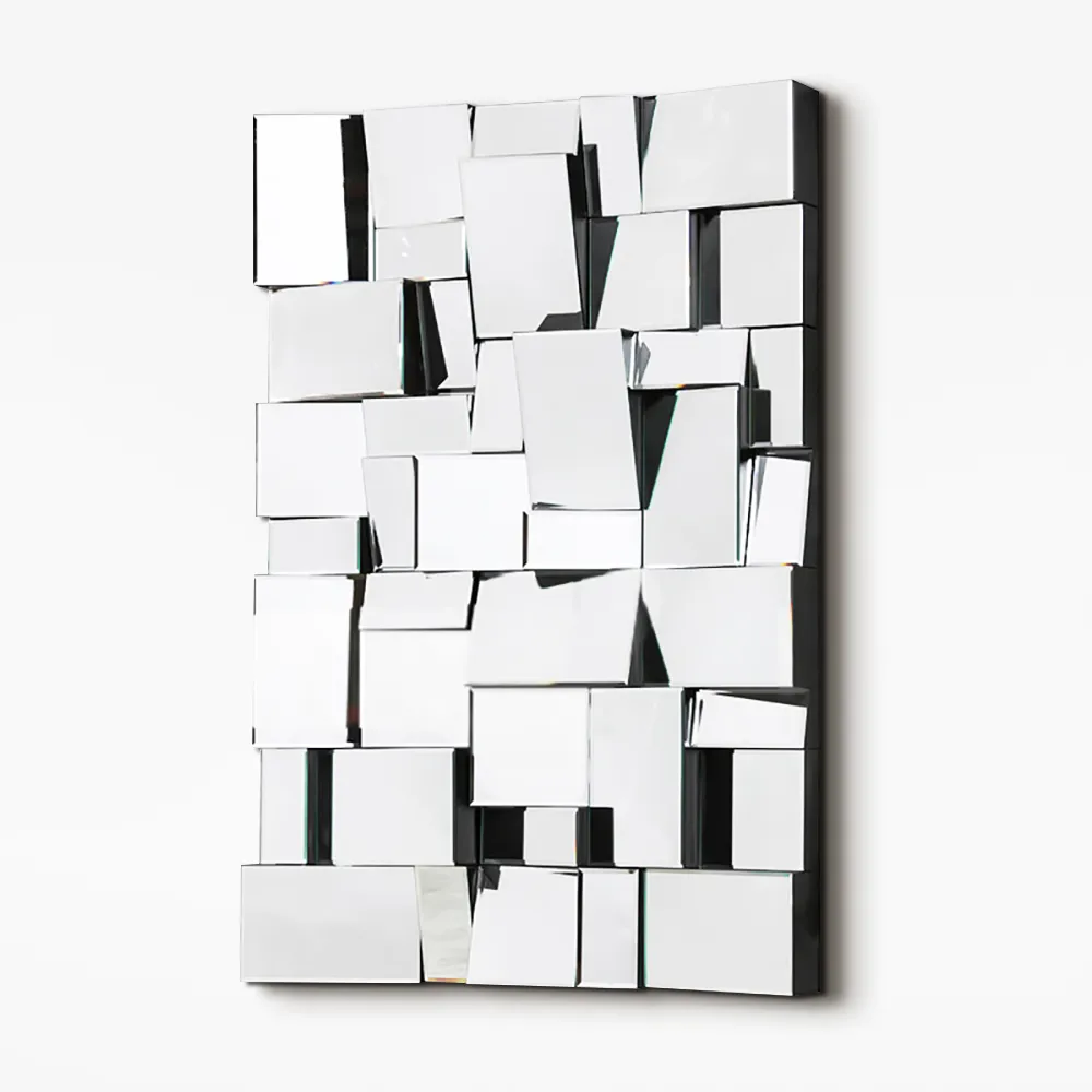 39" Brown Glass Wall Mirror Geometric Decorative Mirror Vertical & Horizontal Mounting — image 17