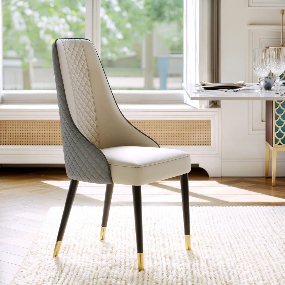 Diamic Black Faux Leather Dining Chairs with Upholstered — image 12