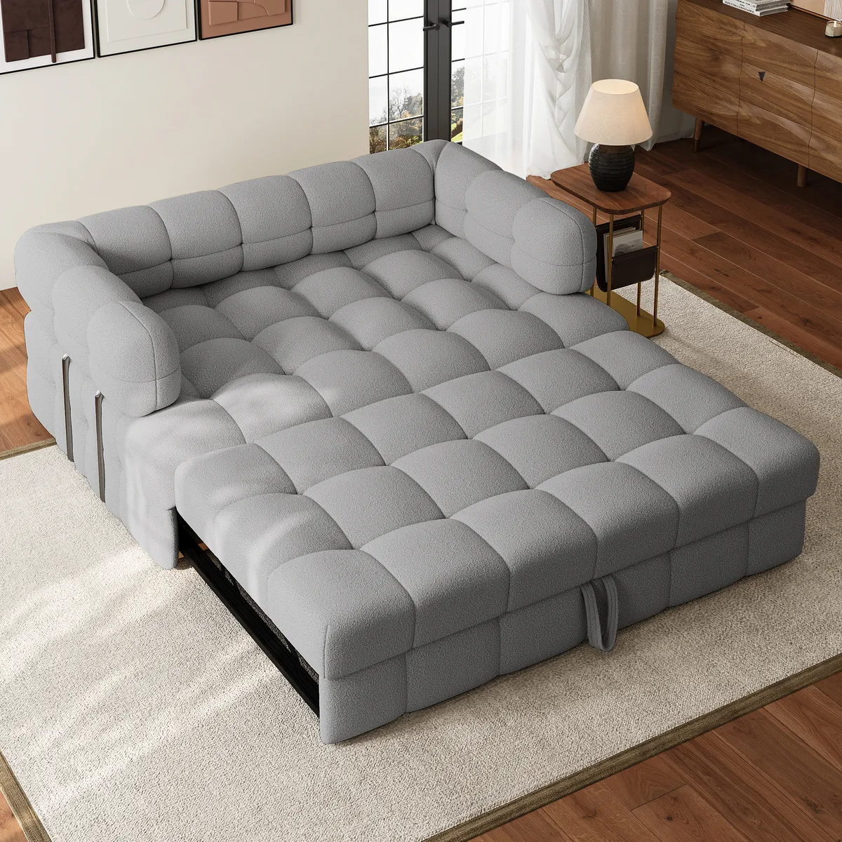 76" Queen Boucle Pull-out Sofa