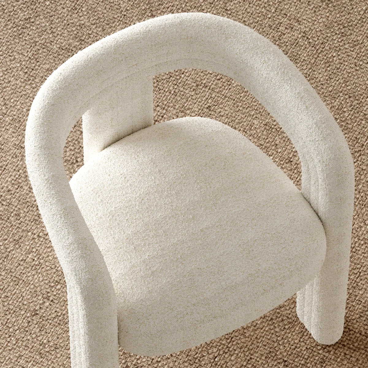 Set of 4 Sherpa Dining Chair Back C-Shaped Modern Gray Dining Room Chair with Lamb Wool Upholstered — image 18