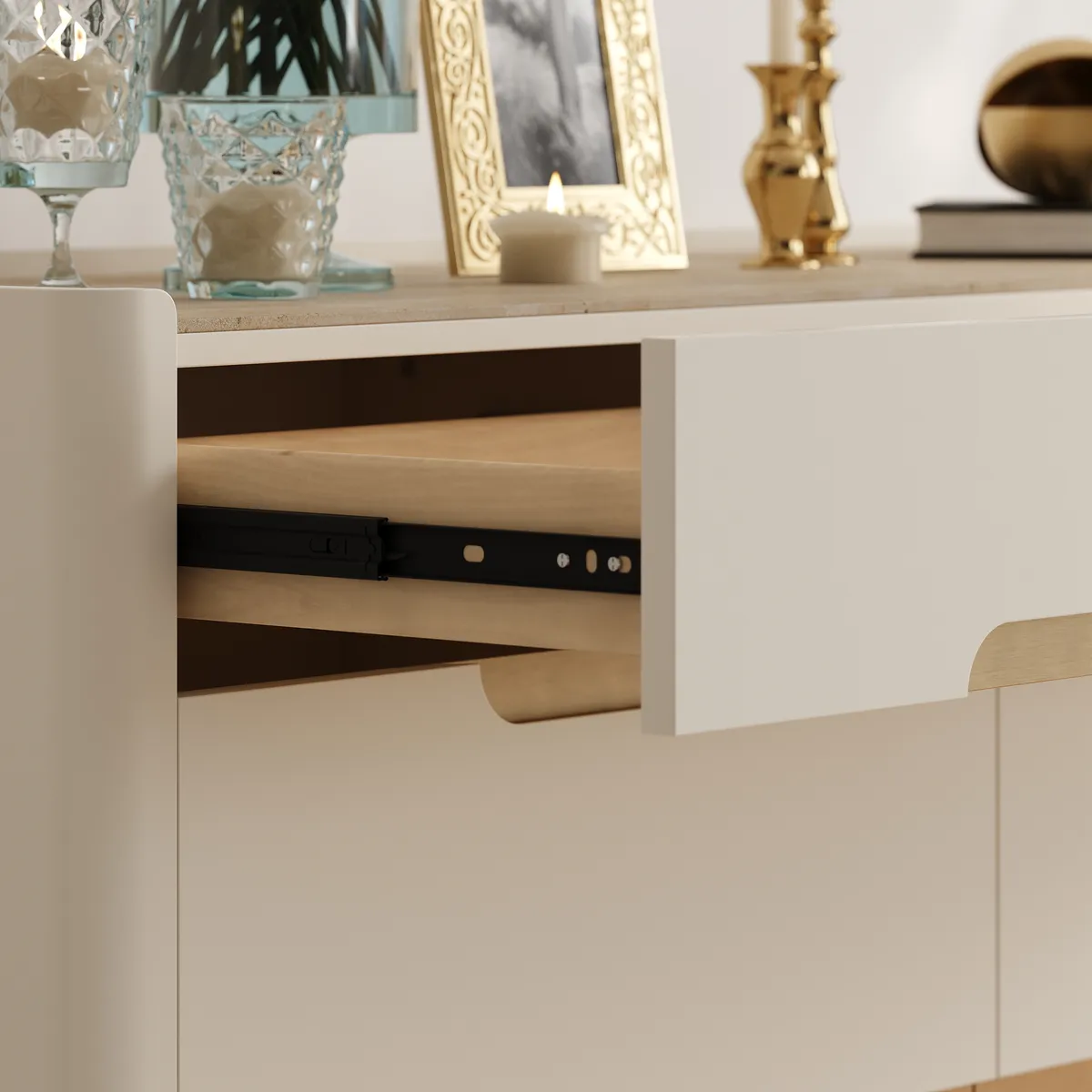 Horva 47" Faux Travertine Sintered Stone 6-Drawer Dresser — image 6