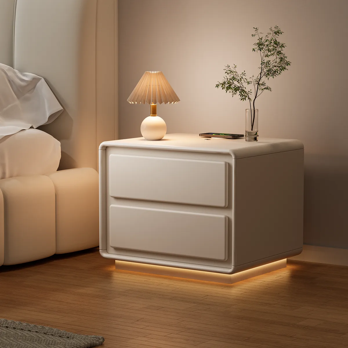 Haloa Walnut 3-Drawer LED Nightstand with Charging Station — image 21