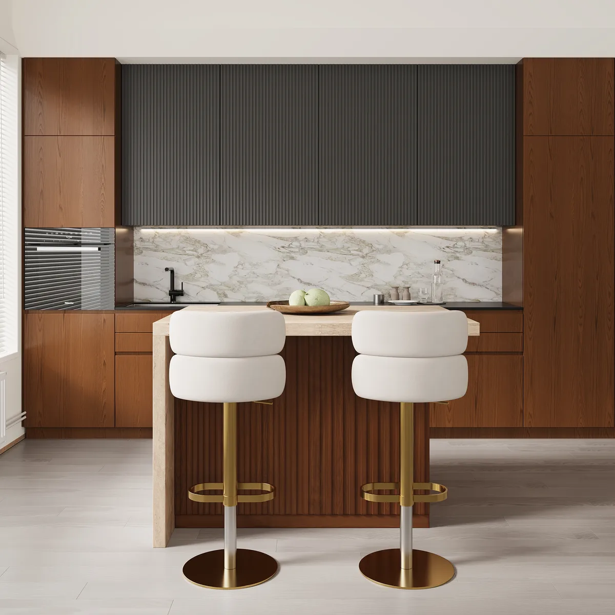 72" Modern Kitchen Island Laminate & 4 Counter Stools Set Storage Cabinet — image 24