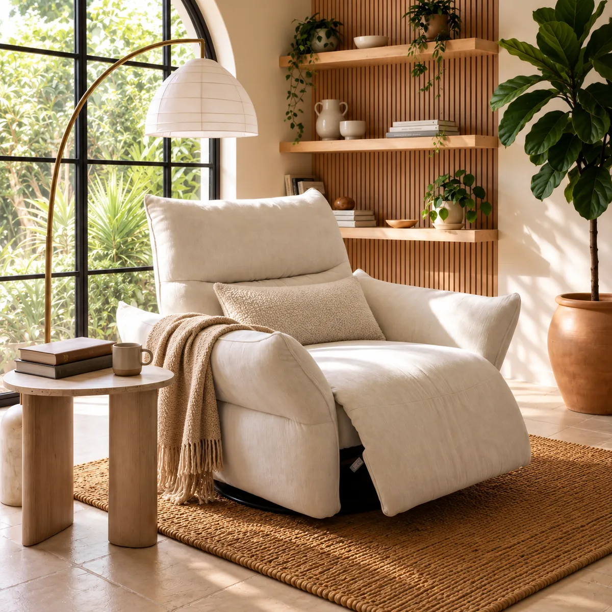Electric Power Recliner Swivel Rocker Chair With Dual Motor&Performance Chenille — image 21