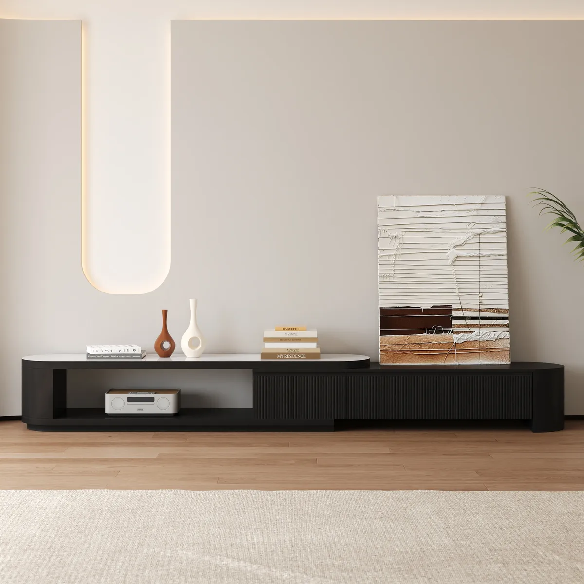 Velar Extendable Sintered Stone Top TV Stand with 3 Drawers(71"-114") — image 2