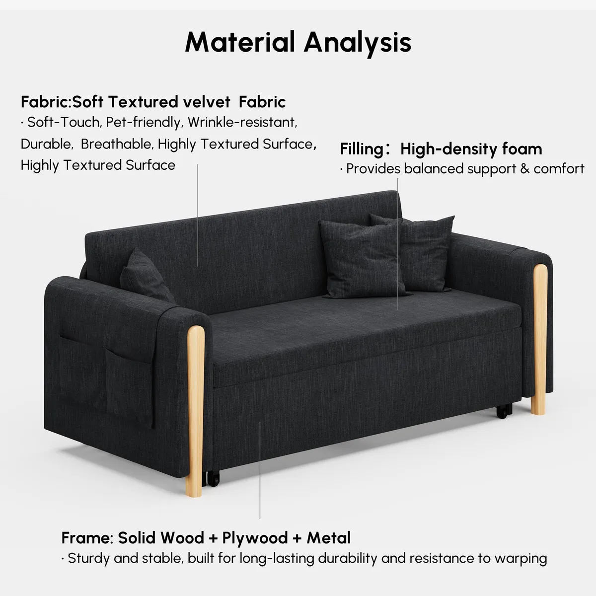 Black Upholstered King Size Daybed with Trundle — image 11