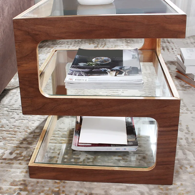 Modern Glass Side Table with 3 Tiers S-shaped End Table — image 3