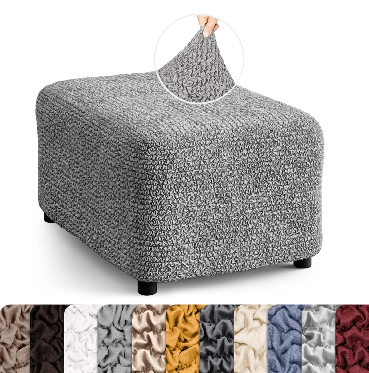 Ottoman Slipcovers - 1-Piece Furniture Protector - Form Fit, Machine Washable -MicrofibraCollection — image 22