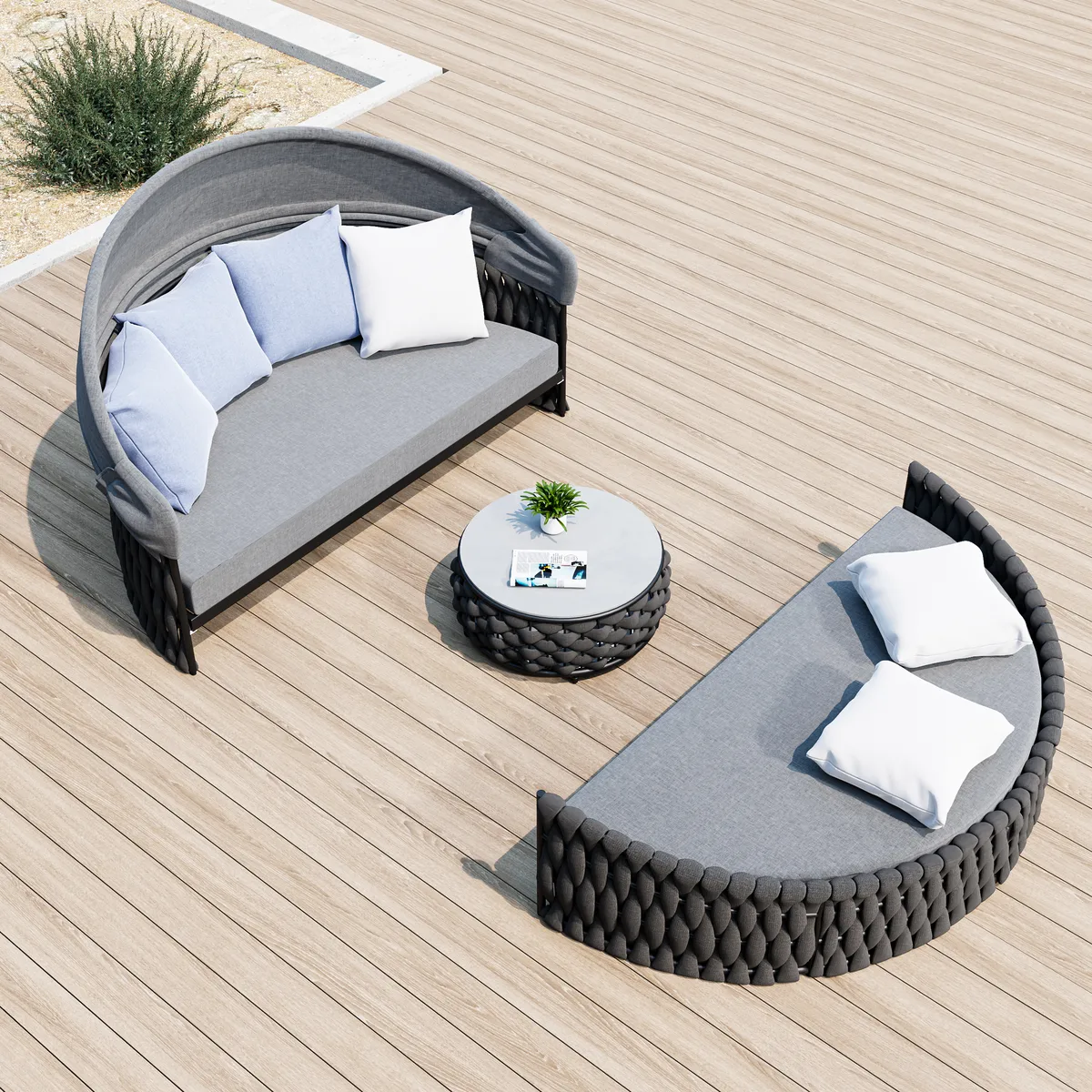Cocaro Round Garden Polyrattan Sun Island with Roof and Weatherproof Cover — image 17