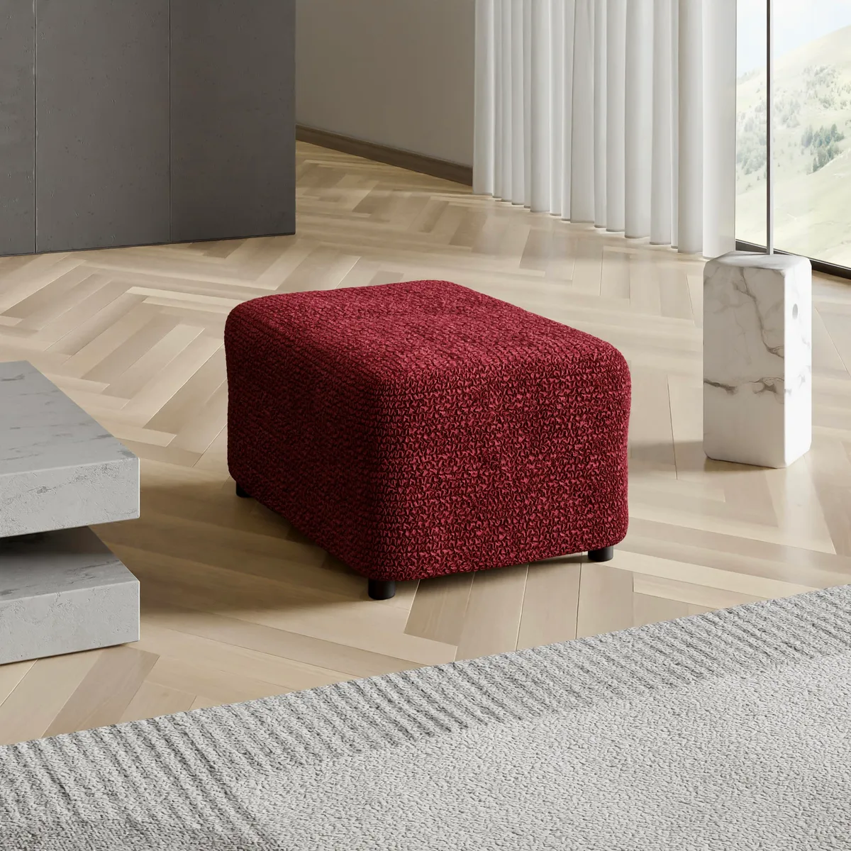 Ottoman Slipcovers - 1-Piece Furniture Protector - Form Fit, Machine Washable -MicrofibraCollection — image 11