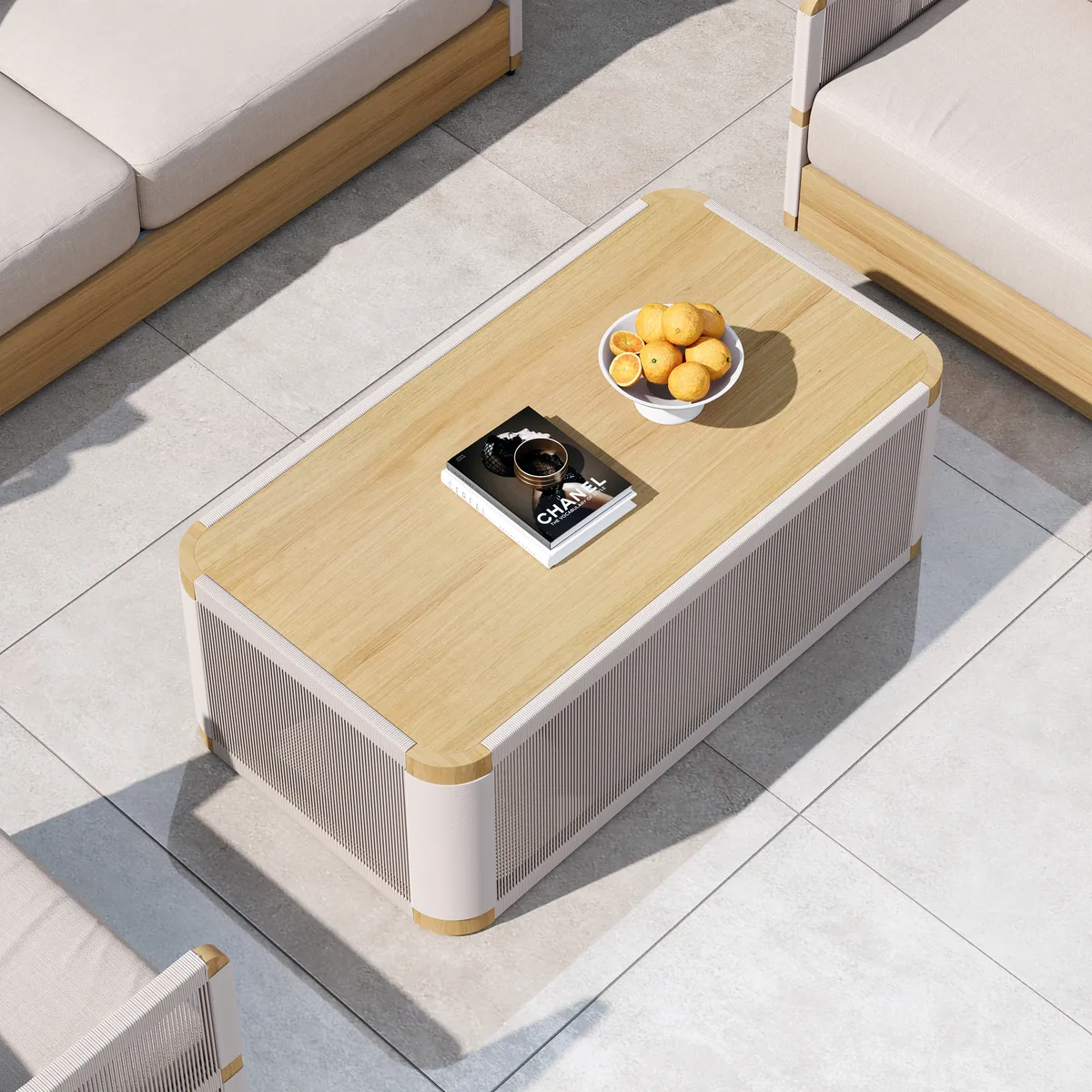 Costra Modern Aluminum & Rope Outdoor Swivel Sofa Set with Coffee Table & Cover — image 15