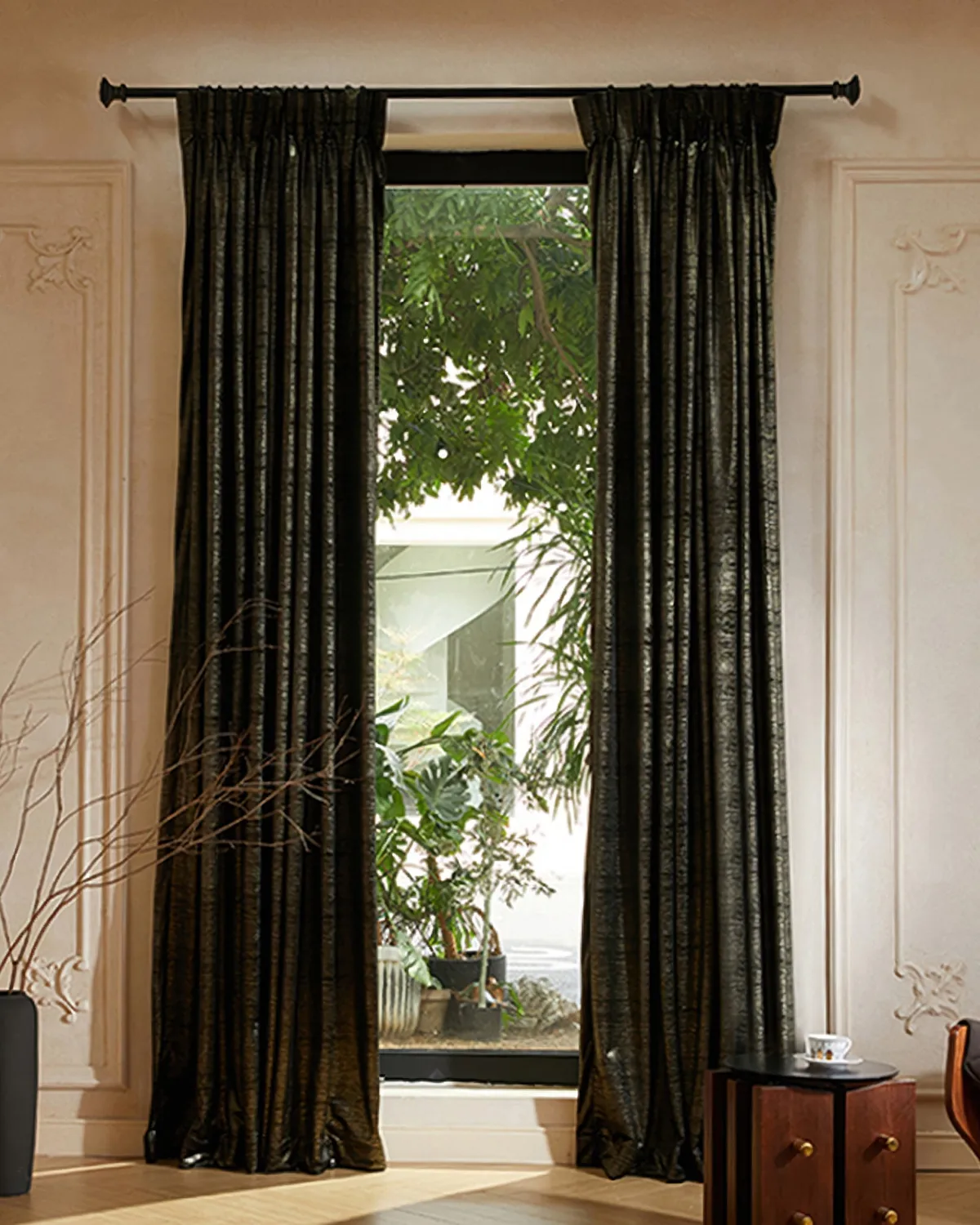 Rome Foil Printed Velvet Custom Curtain | Designed in Italy