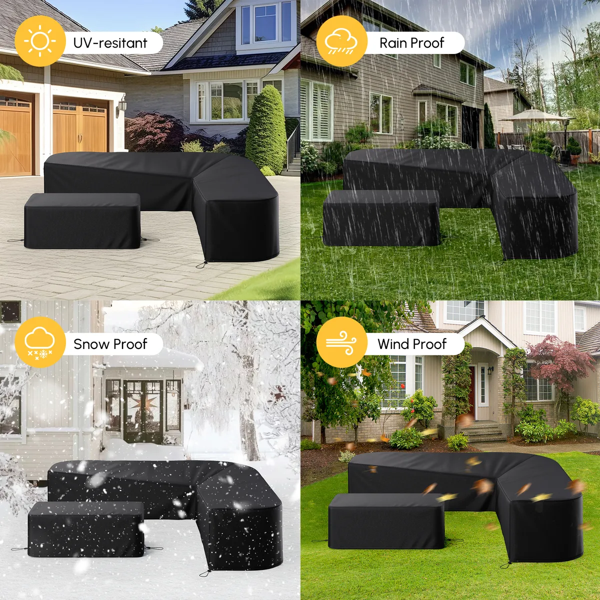 600D 2-Pieces Polyester Weatherproof Outdoor Patio Furniture Set Covers — image 5