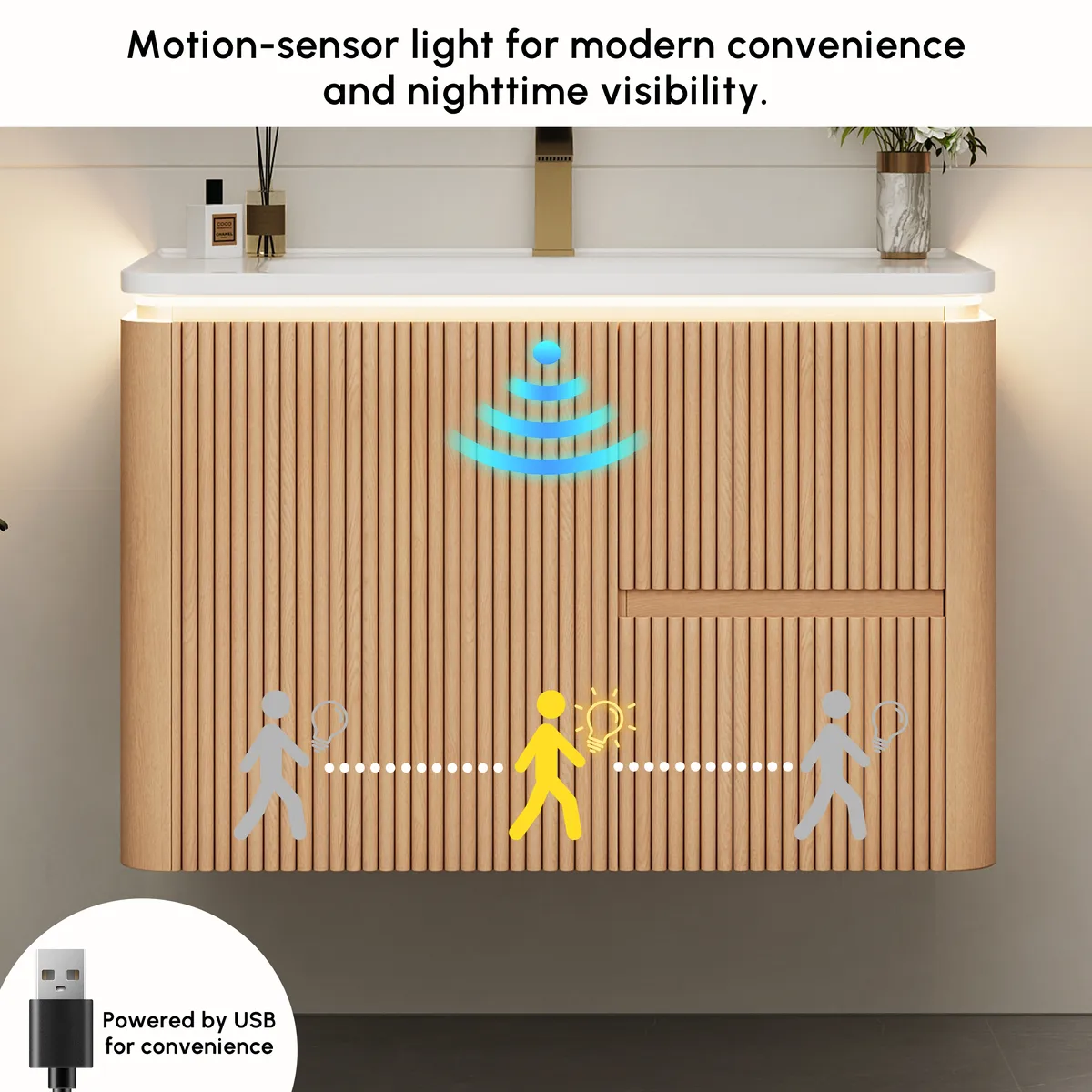 Modern 31.5" Floating Bathroom Vanity with Sink, Soft LED, Ample Storage — image 7