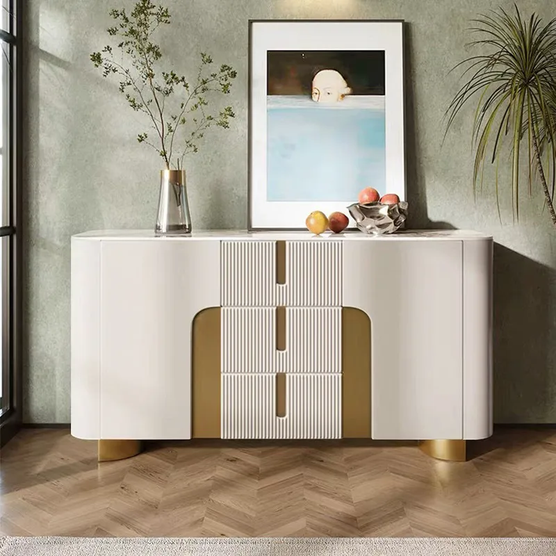Artis Modern White 59"W Sintered Stone Sideboard 3 Drawers Kitchen Buffet Table — image 14