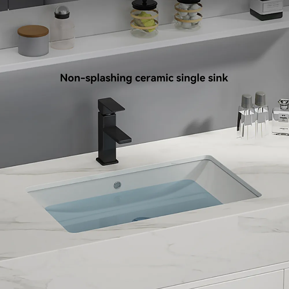 39.3" Walnut Bathroom Vanity & LED Medicine Cabinet Set — image 25