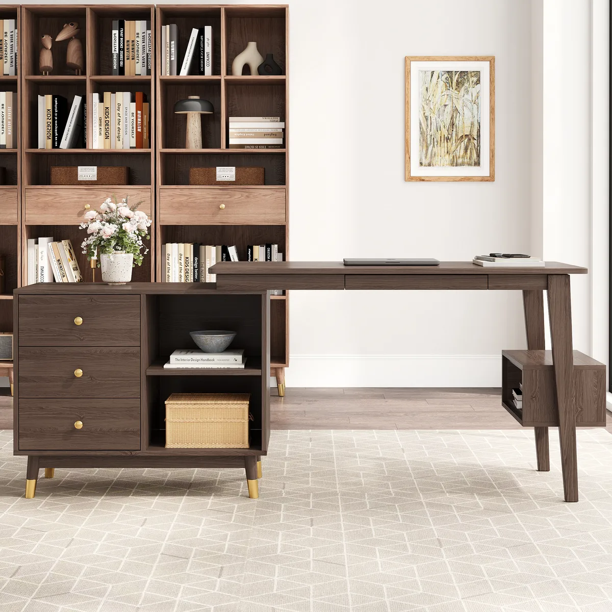 Ultic 47" L-Shaped Gray Rotating Desk with Storage — image 14