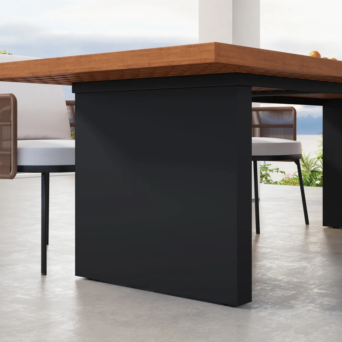 Grida Outdoor Teak & Aluminum Rectangular Dining Table, Seats 8 (94") — image 9