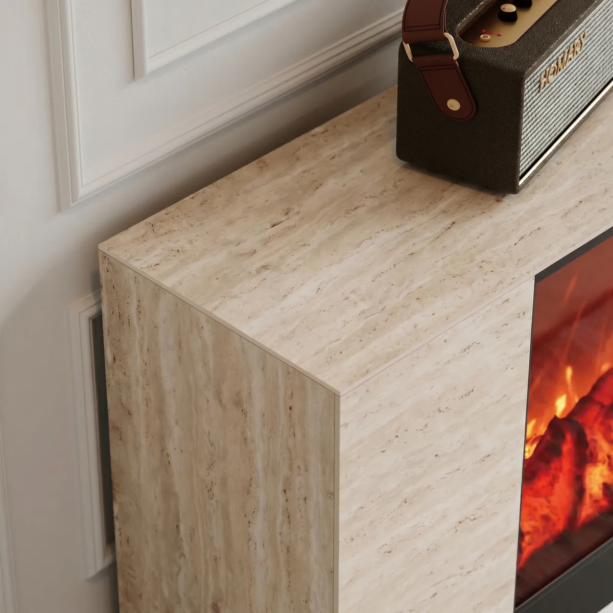 71" Sintered Stone Electric Fireplace TV Stand with Remote Control — image 6
