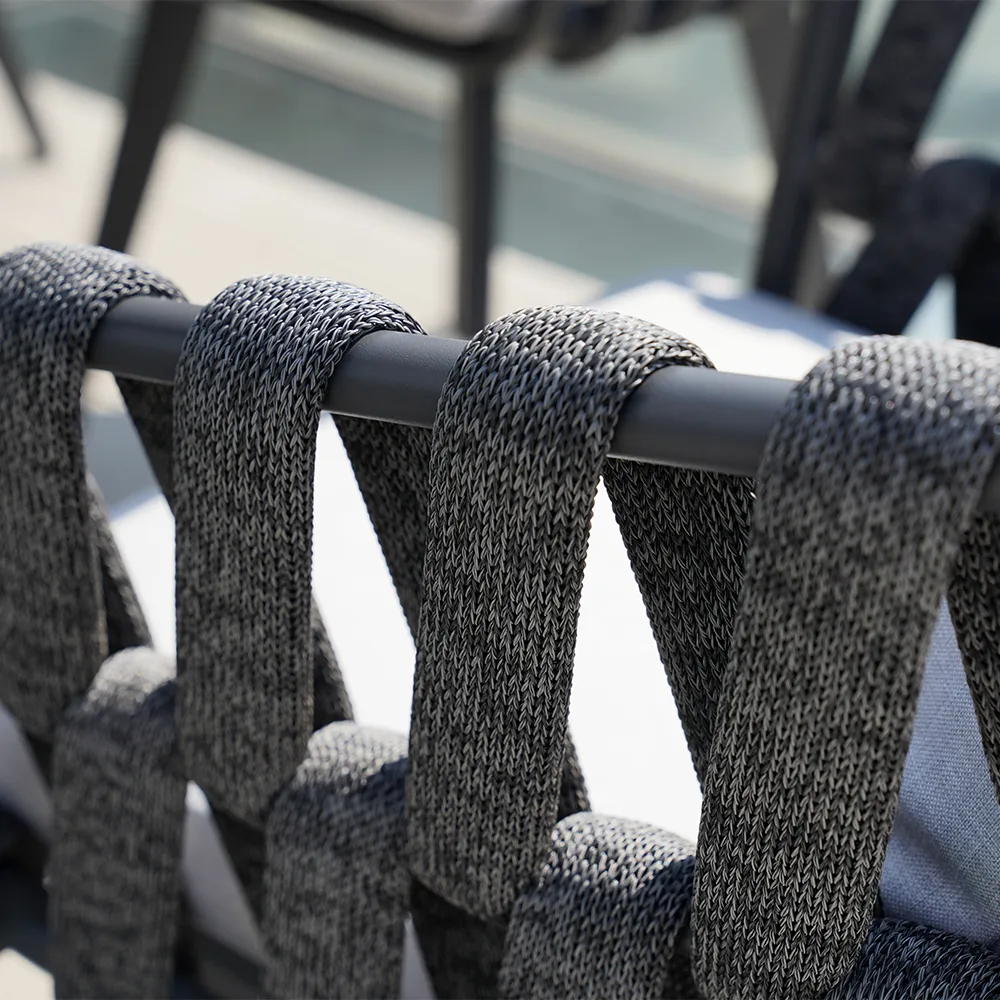 7-Piece Outdoor Extendable Dining Set with 6 Rope Weave Chairs in Gray(64"-84") — image 23