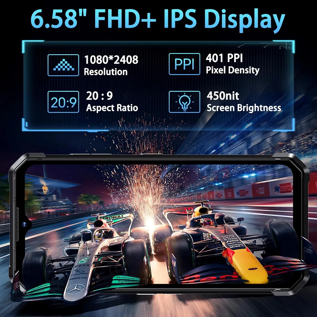 FOSSiBOT F106 Pro 15GB+256GB 103db Big Speaker 3W Camping lights 12000mAh 6.58-Inch Rugged Phone — image 4