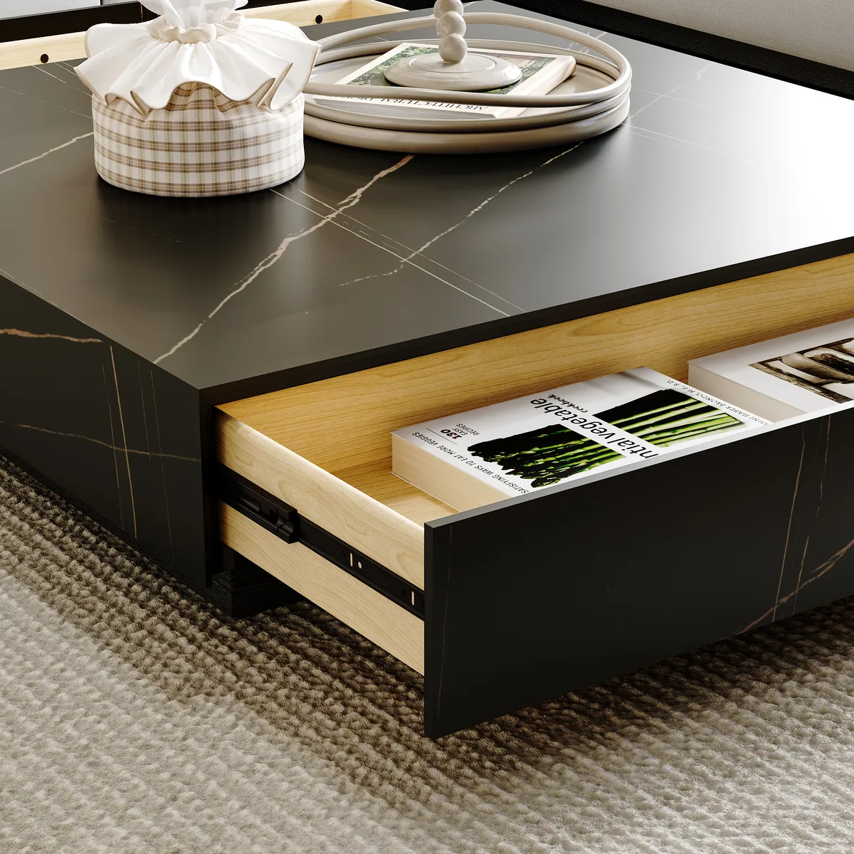 Electric Fireplace Humidifier TV Stand Faux Marble with Remote Control for TVs Up — image 7