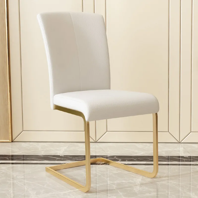 Modern Minimalist Dining Chairs PU Leather Upholstered White Dining Room Chairs — image 7