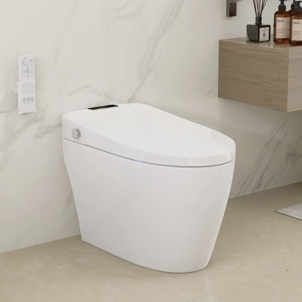 Set of Two Smart Toilet Floor Mounted One-Piece Self Clean Tankless Bidet Toilet — image 2