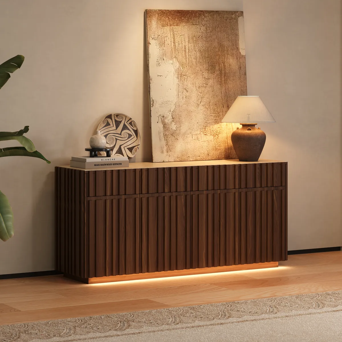 Aura 65" Ash Wood Slatted