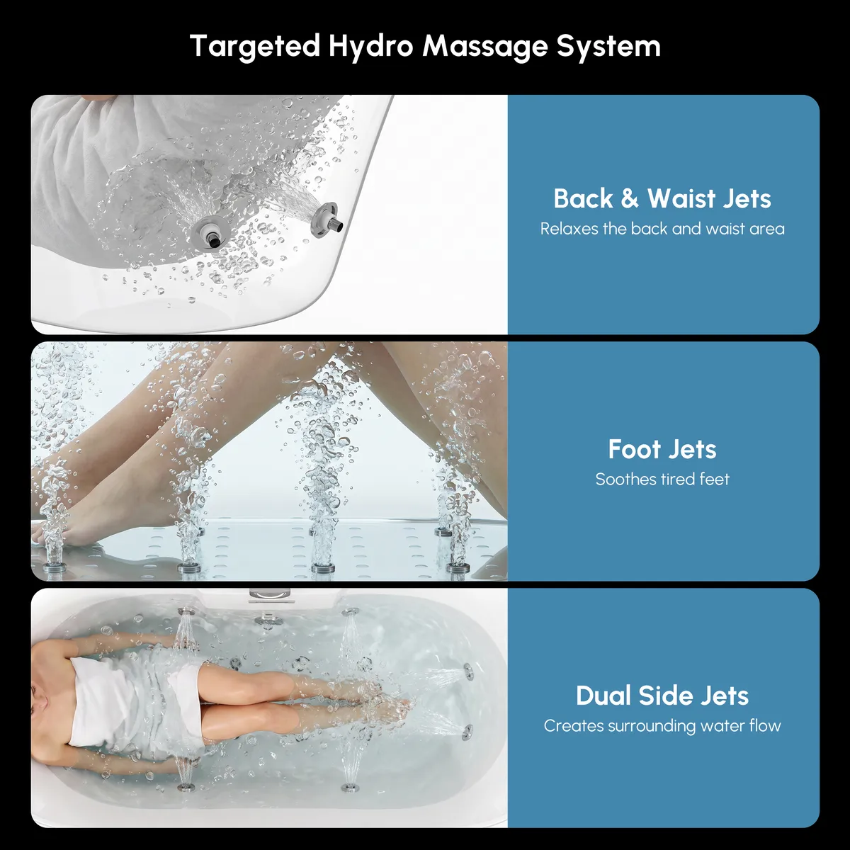 71" Whirlpool Bathtub with 8 Massage Jets, 8 LED Air Jets & Thermostatic Control — image 5