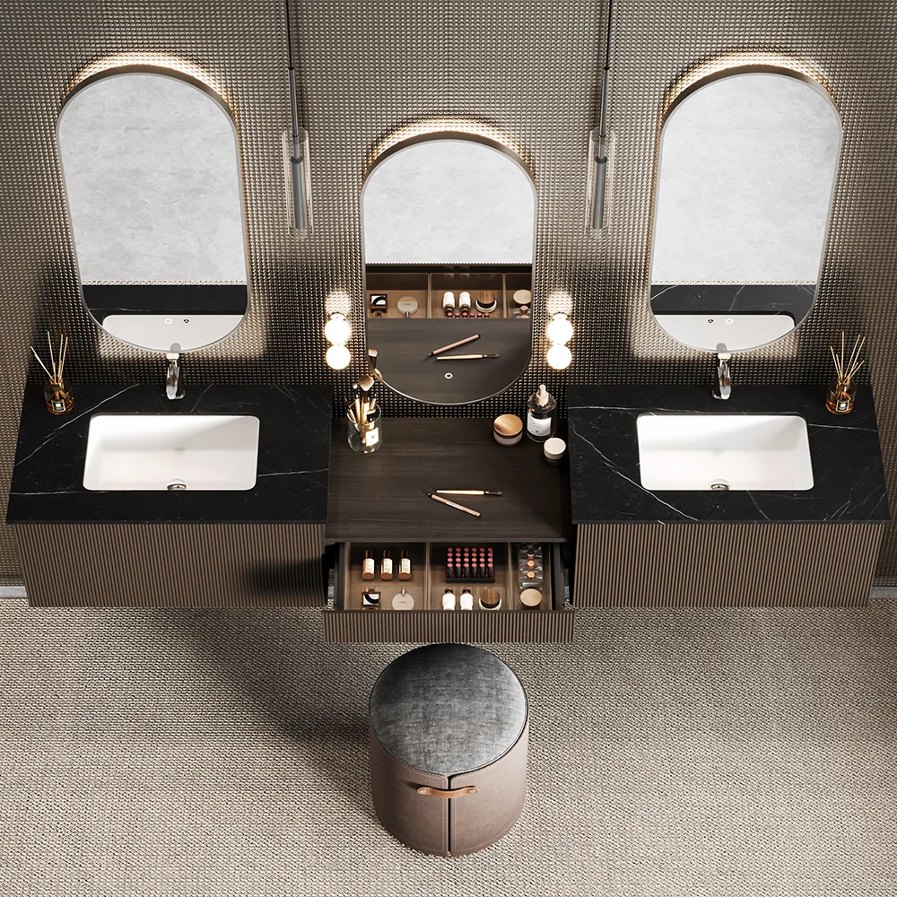 85" Modern Floating Bathroom Vanity Set with Double Sinks & Makeup Table — image 7
