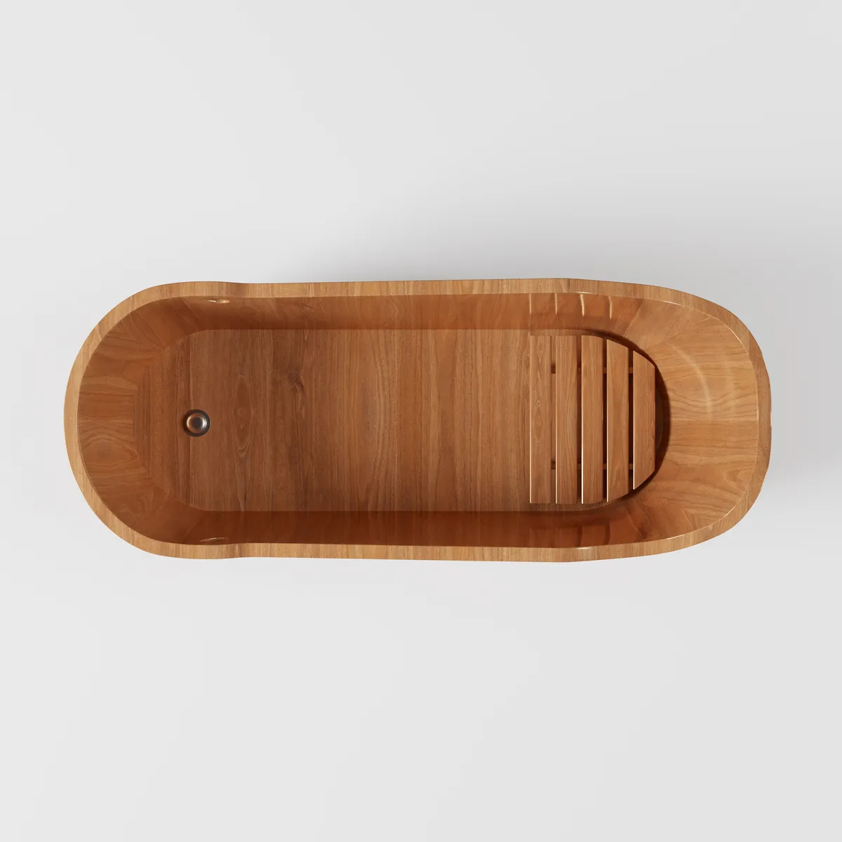 59" Japanese Oak Wood Soaking Bathtub Freestanding Modern Natural Bathtub — image 8