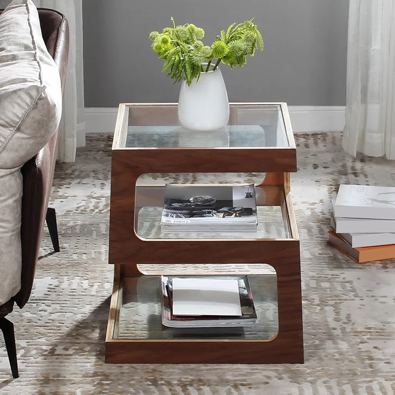 Modern Glass Side Table with 3 Tiers S-shaped End Table — image 5